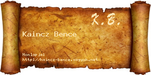 Kaincz Bence névjegykártya